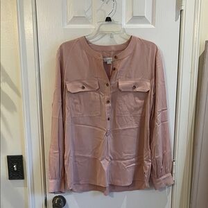 LOFT Blush Pink Long Sleeve Blouse